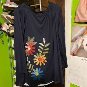 Navy blouse with floral print